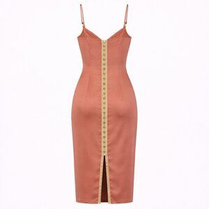 Missguided Rose Mauve Midi Dress with Hook & Eye Back Whimsigoth Bodycon